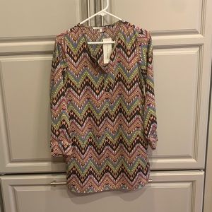 Colorful geometric print shift dress